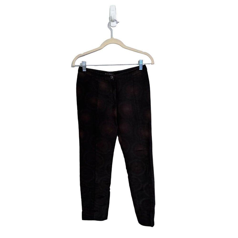 Etro‎ milano silk printed flat front pants straight leg low rise size 38 EU 8 US